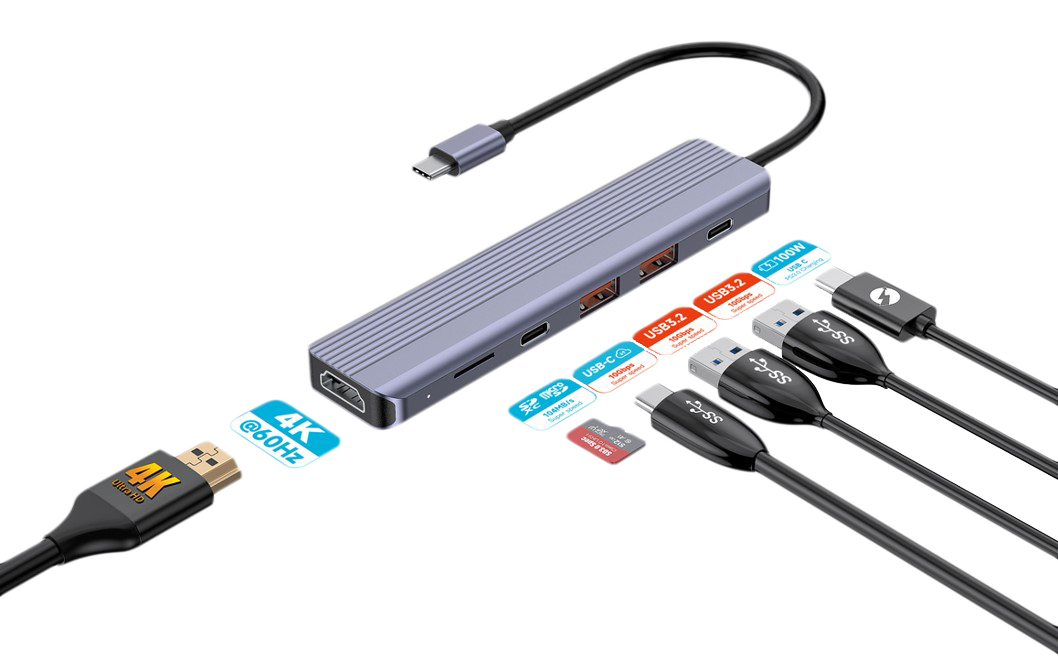 HUB USB TYPE-C MULTIPUERTOS 6 EN 1 - DS-61TC