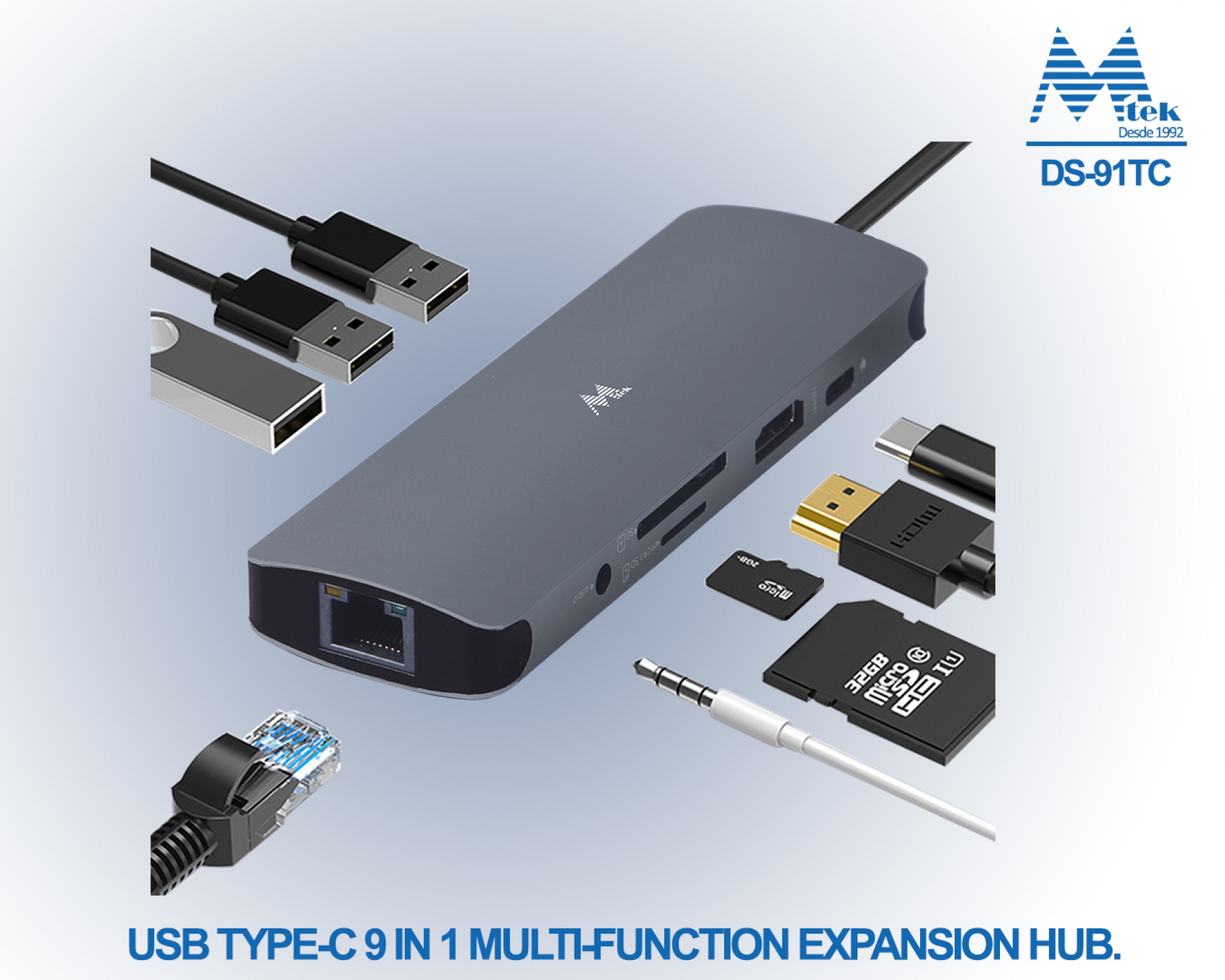 HUB USB TYPE-C MULTIPUERTOS 9 EN 1 -- DS-91TC