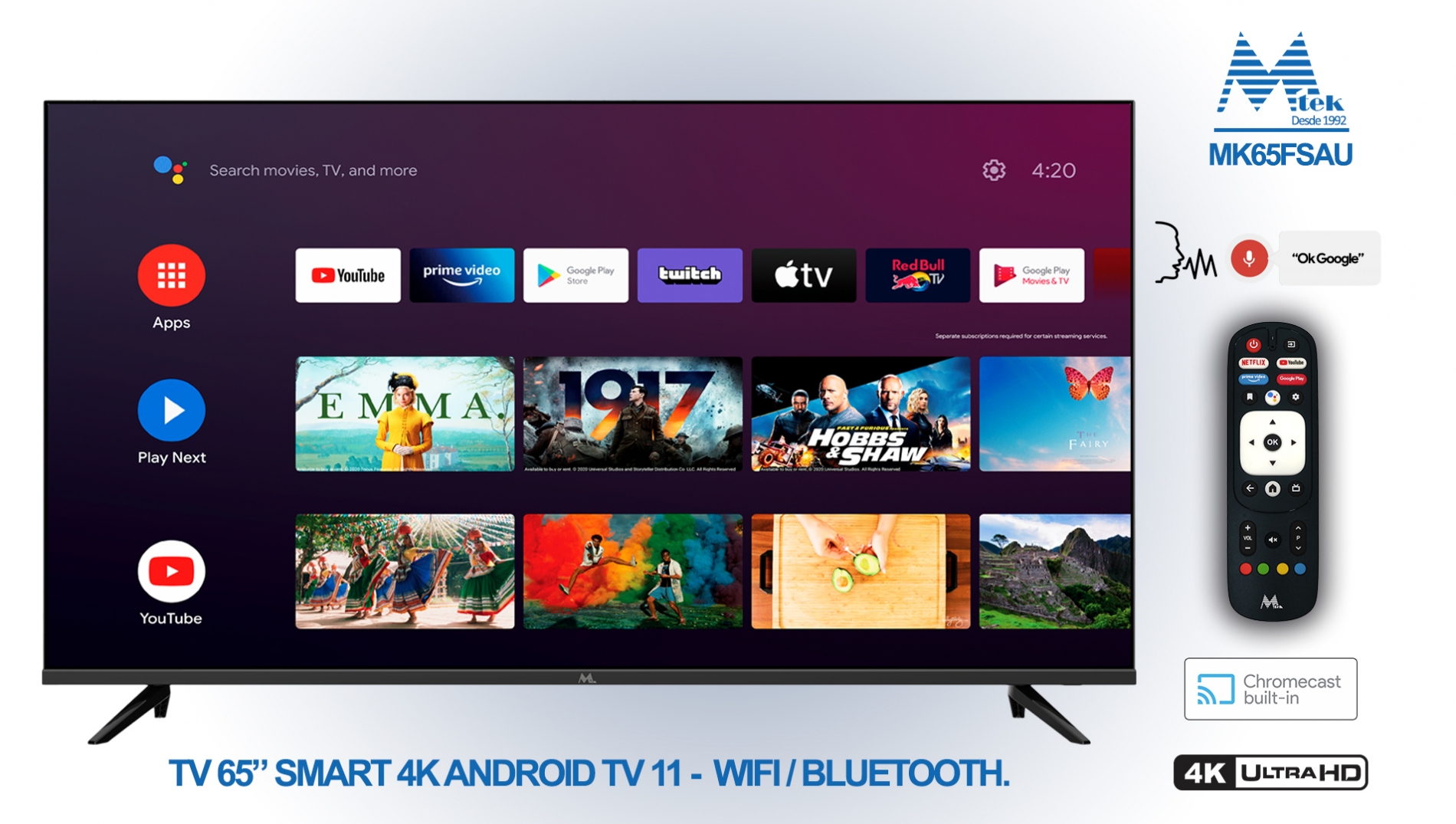 Televisor 65 Smart 4K Android - MK65FSAU
