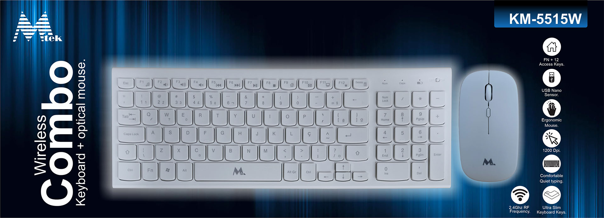 TECLADO TKL 96% + MOUSE INALAMBRICO BLANCO - KM-5515W