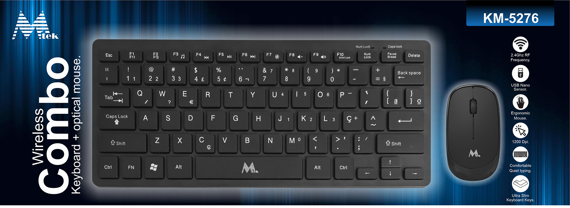 TECLADO TKL 75% + MOUSE INALAMBRICO - KM-5276